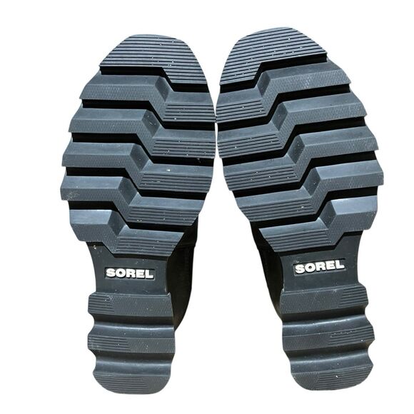 Sorel‎ Joan of Arctic Wedge III Chelsea Boots 6 Black Leather Lug Sole - Picture 7 of 8